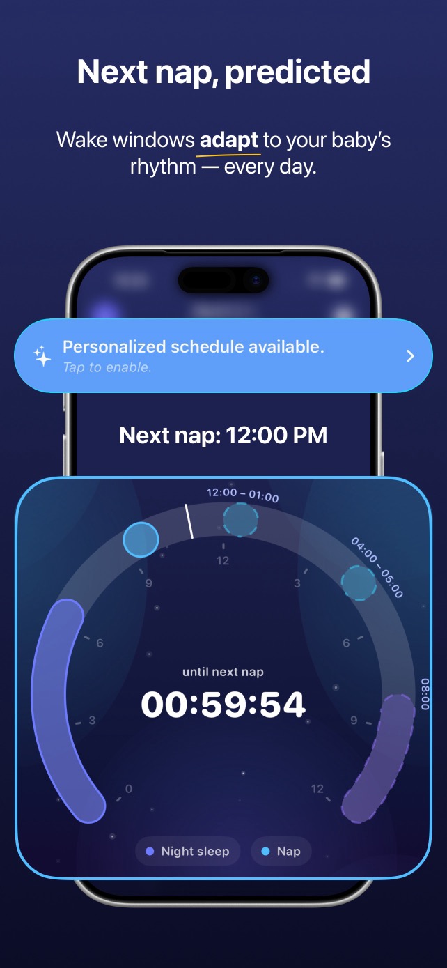 Napverse next nap estimate with countdown